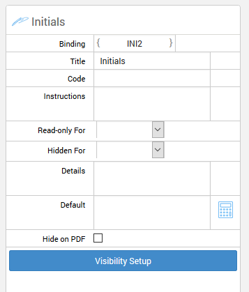 Initials Standard Settings