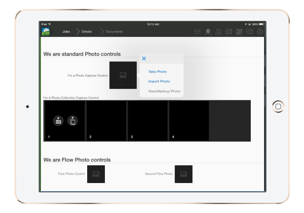 iPad Photo Controls Selection
