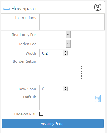 Flow Spacer settings