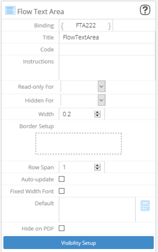 Flow Text Area Control Settings